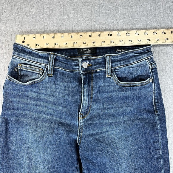 Judy Blue Slim Fit Jeans Women 9/29(28X30) High Rise Distressed medium wash - Picture 5 of 14